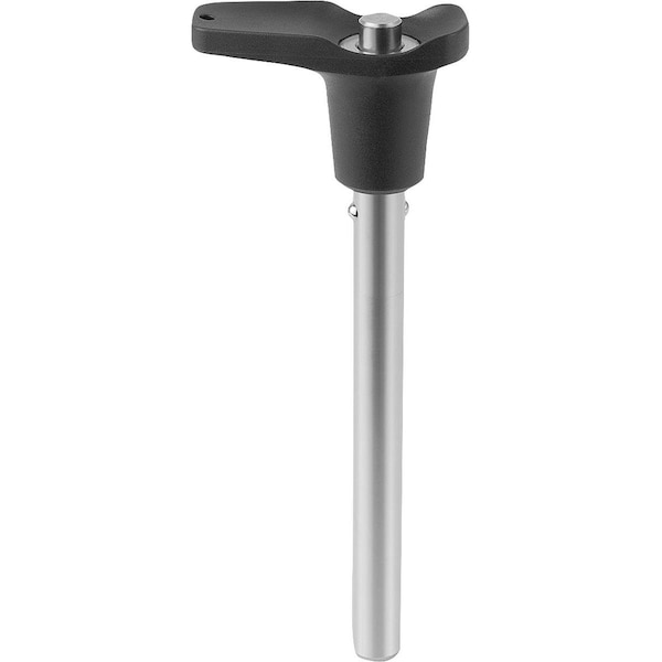 Ball Lock Pin W Head-End Lock W L-Grip, D1=10, L5=100, Stainless Steel 1.4305 Bright, Comp: Plastic